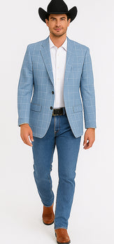 Saco vaquero - Western Sport Coat - Western Blazer- Men's Slim Fit Business Casual Summer Windowpane Plaid Blazer