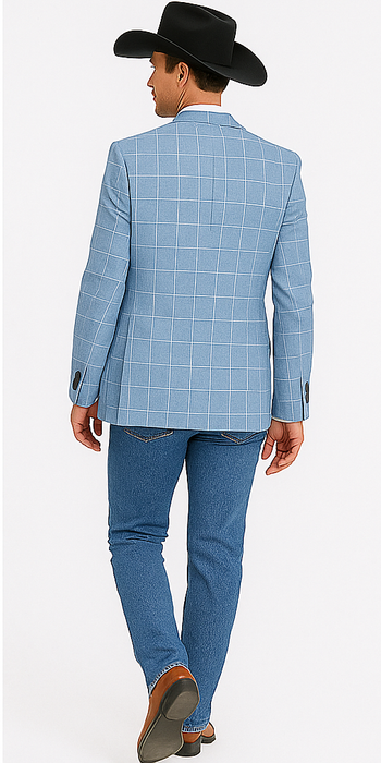 Saco vaquero - Western Sport Coat - Western Blazer- Men's Slim Fit Business Casual Summer Windowpane Plaid Blazer