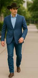 Saco vaquero - Western Sport Coat - Western Blazer- Men's Slim Fit Business Casual Teal Blue Plaid Sport Coat