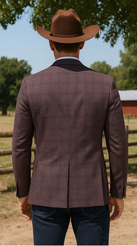 Saco vaquero - Western Sport Coat - Western Blazer - Men's Slim Fit Casual Sport Coat Blazer In Dark Rose Pink Plaid