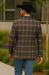 Saco vaquero - Western Sport Coat - Western Blazer-Mens Slim Fit Half Canvas Patch Pocket Summer Cotton Blazer In Brown Windowpane Plaid