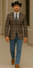 Saco vaquero - Western Sport Coat - Western Blazer-Mens Slim Fit Half Canvas Patch Pocket Summer Cotton Blazer In Brown Windowpane Plaid