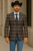 Saco vaquero - Western Sport Coat - Western Blazer-Mens Slim Fit Half Canvas Patch Pocket Summer Cotton Blazer In Brown Windowpane Plaid