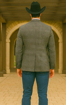 Saco vaquero - Western Sport Coat - Western Blazer- Men's Slim Fit Two Button Glen Plaid Sport Coat In Charcoal Grey
