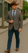 Saco vaquero - Western Sport Coat - Western Blazer - Mens Slim Fit Two Button Patch Pocket Cotton Blazer In Tan & Burgundy Windowpane Plaid