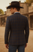 Saco vaquero - Western Sport Coat - Western Blazer - Mens Slim Fit Two Button Sport Coat Blazer In Navy Blue & Gold Windowpane Plaid
