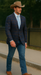 Saco vaquero - Western Sport Coat - Western Blazer - Mens Slim Fit Two Button Sport Coat Blazer Navy Blue & Gold Windowpane Plaid