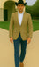 Saco vaquero - Western Sport Coat - Western Blazer- Men's Two Button Business Casual Double Windowpane Sport Coat In Camel & Teal