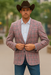 Saco vaquero - Western Sport Coat - Western Blazer - Men's Two Button Business Casual Double Windowpane Sport Coat In Rose Pink