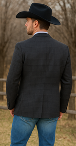 Saco vaquero - Western Sport Coat - Western Blazer - Mens Two Button Classic Fit Wool Sport Coat Blazer In Dark Brown Windowpane Plaid
