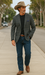 Saco vaquero - Western Sport Coat - Western Blazer - Mens Two Button Classic Fit Wool Sport Coat Blazer In Brown & Olive Gren Windowpane Plaid