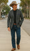 Saco vaquero - Western Sport Coat - Western Blazer - Mens Two Button Classic Fit Wool Sport Coat Blazer In Brown & Olive Gren Windowpane Plaid