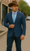 Saco vaquero - Western Sport Coat - Western Blazer - Mens Two Button Classic Fit Wool Sport Coat Blazer In Steel Blue Windowpane Plaid