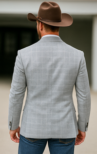 Saco vaquero - Western Sport Coat - Western Blazer - Men's Two Button Classic Houndstooth Plaid Sport Coat In Black/white