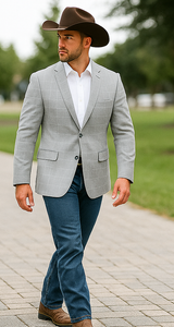 Saco vaquero - Western Sport Coat - Western Blazer - Men's Two Button Classic Houndstooth Plaid Sport Coat In Black/white