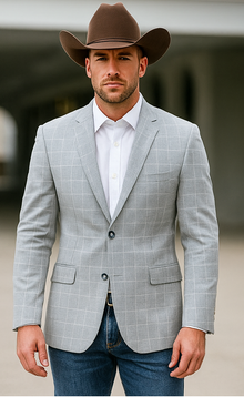 Saco vaquero - Western Sport Coat - Western Blazer - Men's Two Button Classic Houndstooth Plaid Sport Coat In Black/white