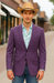 Saco vaquero - Western Sport Coat - Western Blazer - Men's Two Button Fit Windowpane Plaid Magenta  Sport Coat Blazer