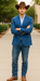 Saco vaquero - Western Sport Coat - Western Blazer - Men's Two Button Regular Fit Double Windowpane Plaid Blazer In Dark Blue