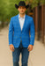 Saco vaquero - Western Sport Coat - Western Blazer  - Men's Two Button Regular Fit Light Blue Double Windowpane Plaid Blazer