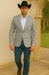 Saco vaquero - Western Sport Coat - Western Blazer- Men's Two Button Regular Fit Sport Coat In Blue & Tan Windowpane Plaid