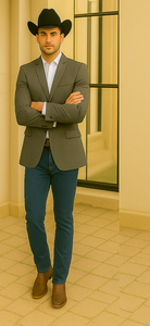 Saco vaquero - Western Sport Coat - Western Blazer- Men's Two Button Regular Fit Sport Coat In Dark Green Glen Plaid