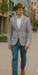 Saco vaquero - Western Sport Coat - Western Blazer - Men's Two Button Regular Fit Sport Coat In Light Grey With Blue & Pink Windowpane Plaid