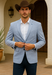 Saco vaquero - Western Sport Coat - Western Blazer-Men's Two Button Regular Fit Sport Coat In Sky Blue Glen Plaid