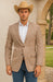 Saco vaquero - Western Sport Coat - Western Blazer- Men's Two Button Regular Fit Tan & Blue Double Windowpane Plaid Blazer