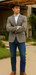 Saco vaquero - Western Sport Coat - Western Blazer - Men's Two Button Regular Fit Tan Double Windowpane Plaid Blazer