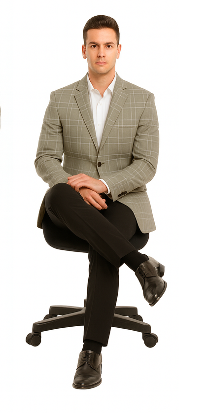 Saco vaquero - Western Sport Coat - Western Blazer - Men's Two Button Regular Fit Tan Double Windowpane Plaid Blazer