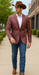 Saco vaquero - Western Sport Coat - Western Blazer  - Men's Two Button Regular Fit Windowpane Mauve Plaid Sport Coat Blazer