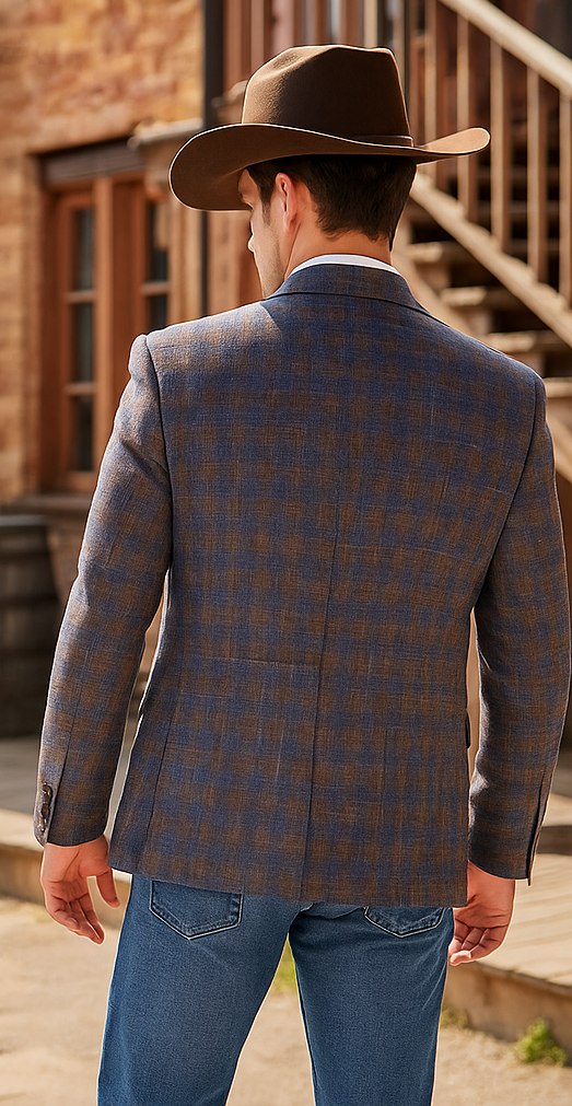 Saco vaquero - Western Sport Coat - Western Blazer- Men's Two Button Slim Fit Business Casual Sport Coat In Light Brown