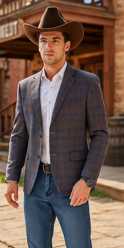 Saco vaquero - Western Sport Coat - Western Blazer- Men's Two Button Slim Fit Business Casual Sport Coat In Light Brown