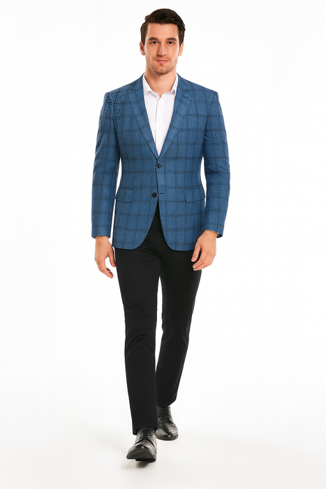 Saco vaquero - Western Sport Coat - Western Blazer - Men's Two Button Slim Fit Glen Plaid Sport Coat Blazer