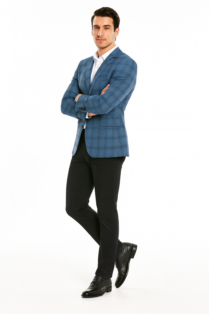 Saco vaquero - Western Sport Coat - Western Blazer - Men's Two Button Slim Fit Glen Plaid Sport Coat Blazer