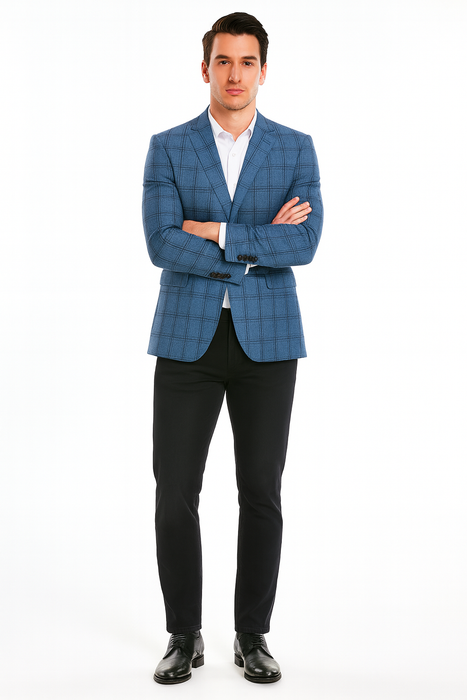 Saco vaquero - Western Sport Coat - Western Blazer - Men's Two Button Slim Fit Glen Plaid Sport Coat Blazer