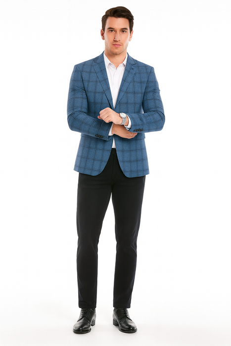 Saco vaquero - Western Sport Coat - Western Blazer - Men's Two Button Slim Fit Glen Plaid Sport Coat Blazer