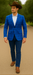 Saco vaquero - Western Sport Coat - Western Blazer - Men's Two Button Slim Fit Glen Plaid Sport Coat Blazer In Royal Blue