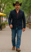 Saco vaquero - Western Sport Coat - Western Blazer - Mens Two Button Slim Fit Patch Pocket Blazer In Blue Grey Windowpane Plaid