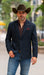 Saco vaquero - Western Sport Coat - Western Blazer - Mens Two Button Slim Fit Patch Pocket Blazer In Blue Grey Windowpane Plaid