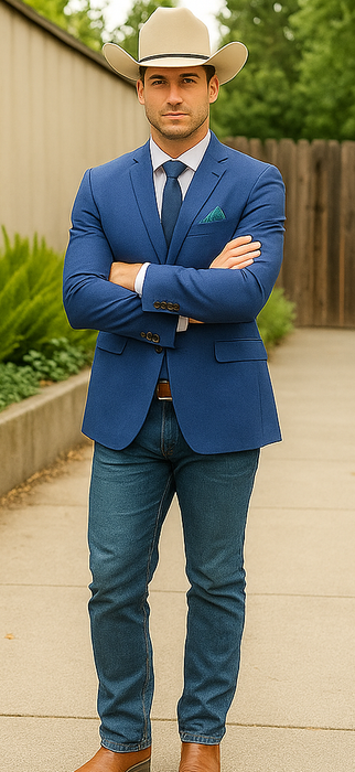 Saco vaquero - Western Sport Coat - Western Blazer - Mens Two Button Slim Fit Sport Coat Blazer In Blue Purple Micro Check