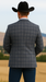 Saco vaquero - Western Sport Coat - Western Blazer - Mens Two Button Slim Fit Sport Coat Blazer In Charcoal Grey & Blue Windowpane Plaid
