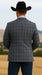 Saco vaquero - Western Sport Coat - Western Blazer - Mens Two Button Slim Fit Sport Coat Blazer In Charcoal Grey & Blue Windowpane Plaid