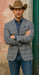 Saco vaquero - Western Sport Coat - Western Blazer - Mens Two Button Slim Fit Unconstructed Summer Blazer In Grey & Blue Windowpane Plaid