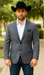 Saco vaquero - Western Sport Coat - Western Blazer - Men's Two Button Windowpane Plaid Blue Sport Coat