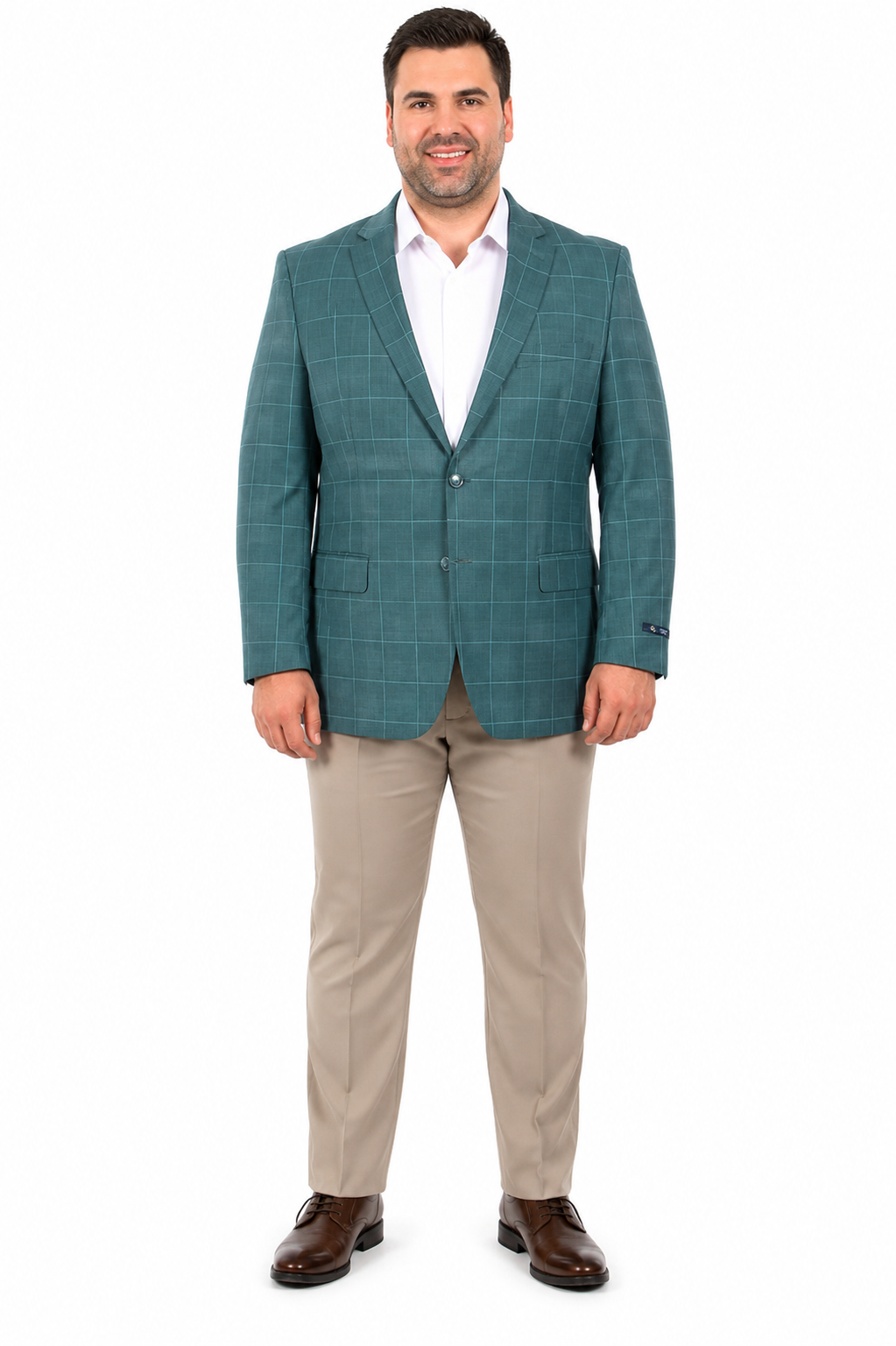 Saco vaquero - Western Sport Coat - Western Blazer - Men's Two Button Windowpane Plaid Green Sport Coat