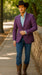 Saco vaquero - Western Sport Coat - Western Blazer  - Men's Two Button Windowpane Plaid Magenta  Sport Coat Blazer