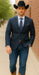 Saco vaquero - Western Sport Coat - Western Blazer  - Mens Slim Fit Half Canvas Patch Pocket Summer Cotton Blazer In Navy Blue Windowpane Plaid