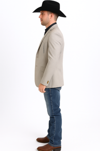 Western Blazer - Saco Para Hombre - Mens Double Button Western Beige Blazer