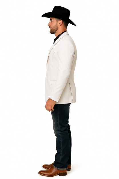 Western Blazer - Saco Para Hombre - Mens Double Button Western White Blazer